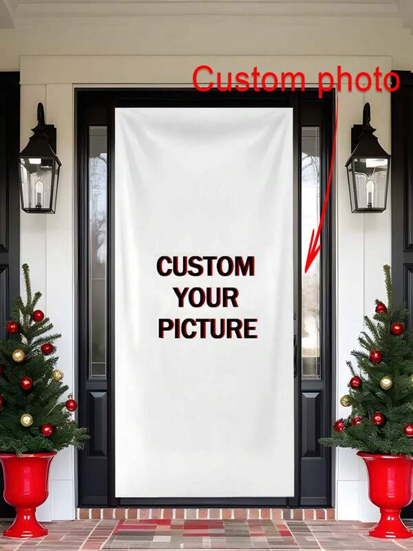 1pc Customized Photo Printed Curtain - Capture Your Memorable Moments, Suitable For Wedding, Birthday, Christmas, Valentine's Day, Family Gathering, Home Decor, High-Quality Print, Multi-Purpose Indoor/Outdoor Entrance Decoration