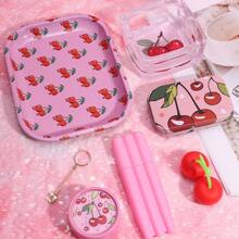7pcs Rolling Tray Set W/Box Package, Cherry Lovers Can't Miss It! Includes -Friendly Grinder, Classic Size Rolling Tray, Glass Ashtray, Storage Box, Silicone Containers, 3-Tube Storage Containers, Cigarette Finger Holder|  Smoking Accessories Kit, For Besties, Friends, Girls And Any Smokers
