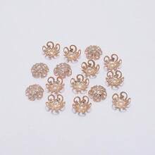 50 件古铜色空心金属珠帽、DIY 珠宝工艺用品、珠子吊坠隔片 - 彩色 - 查看 14