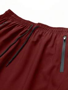 Men's Front Tie Pocket Simple Casual Shorts For Everyday Wear - Burgundy - View 5