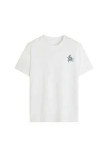 Women's Summer New Simple Cute Sea Turtle Print Casual Vacation Style Loose Fit Round Neck Apricot Short Sleeve T-Shirt, Fashionable Everyday Top, Suitable For Daily Vacation Wear, White Top - trắng - Xem 4