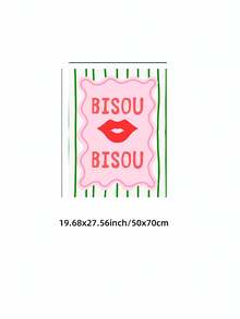 1pc Bisou Bisou French Lips Art Print Vintage Red Lips With "Kiss Kiss" Quote & Girly Aesthetic Wall Decor, Frameless Canvas Poster For Girls Room Decor, Dorm Decor, Home Decor, Back To School, Perfect Gift For Her & Party Decoration - Multicolor - View 12
