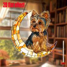 1 pièce Accroche-soleil en acrylique 2D plat en forme de Yorkshire Terrier sur la lune. Diverses styles disponibles en signalétique acrylique, décoration thématique animaux de compagnie pour salon, chambre à coucher, décoration romantique. Cadeau parfait pour les amateurs de chiens, amis, famille, passionnés d'animaux de compagnie