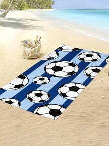 1 Stück Fußball blau gestreiftes Strandtuch, Oversized superweiches Mikrofaser Stranddecke mit starker Wasseraufnahme, geeignet für Reisen, Schwimmbad, Tauchen, Surfen, Yoga, Camping, Strandaccessoire, Strandutensilien, in verschiedenen Farben erhältlich, Poolschwimmer