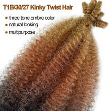 Springy Afro Twist Hair 1B 30 27 Ombre Marley Twist Braiding Hair 16 Inch Three Tone Ombre Twisted UP Spingy Afro Twist Braiding Hair 8 Packs Kinky Twist Hair For Locs01 - 布萊克到布朗 - 查看 3