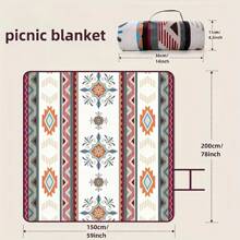 Portable Outdoor Picnic Blanket - Lightweight Polyester Beach Mat With Fashionable Geometric Design, Suitable For Camping, BBQ, Hiking And Travel, Camping Accessories