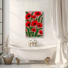 1 pieza Cartel de lienzo creativo enmarcado, Pintura de la flor de amapola roja vibrante, Diseño floral botánico vintage, Arte de pared de lienzo, Perfecto para amantes del arte y entusiastas de la decoración del hogar, Decoración de pared de lienzo con póster de arte para habitación, hogar, estética, adecuado para dormitorio, sala de estar, comedor, cocina, oficina, baño, pasillo, café y bar - Enmarcado - Ver 5
