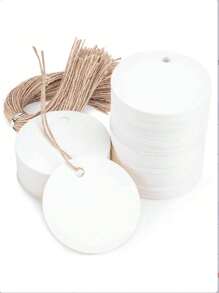 100PCS White Round Gift Tags, Kraft Paper Gift Tags With String Blank Hang Tags For Gifts Wrapping Craft Project Wedding Favors