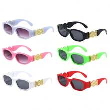 Lentes De Diseñador Modernos Versac Corridos Tumbados - Azul - Ver 3