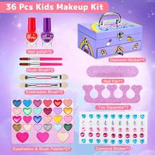 Kit de maquillaje para niños, color morado Maquillaje Lavable para Niñas, Seguro y No Tóxico, Hipoalergénico, Protege la Piel de Las Niñas de los Daños, Satisfacer la Curiosidad de Las Niñas sobre el Maquillaje - Morado - Ver 3