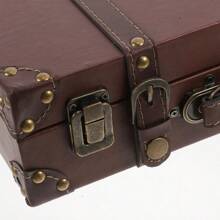 OUNONA Retro Decorative Luggage Box With Leather And Wooden Material For Home Decor Light Brown Classic British Style Storage Solution