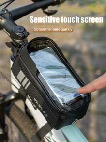 Cycling Handlebar Bag, Black, Water-Resistant, Touch Screen Phone Pouch, Tool Storage, Mountain Bike Bag, Bicycle Front Beam Bag, Cycling Organizer Bag, Portable Outdoor Carry Pack, Hands-Free, Black, Summer, Gift