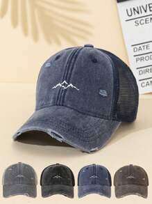 1 Stück "SPORT" waschbare Baseballkappe mit Mesh, Berg-Muster Wandern einfache und lässige Kappe, modisch retro weich schweißableitend verstellbare Größe leicht UV-Schutz multifunktionale Dad Cap, geeignet für Outdoor-Sport, Alltag, Partys und Urlaub, ein perfektes Geschenk für Familie und Freunde