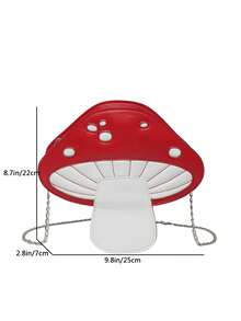 Fashionable & Unique Women Shoulder Bag Cute Cartoon Mushroom Design Chain Crossbody Bag , Cute - Red - View 9