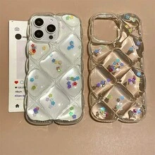 Flower Rhombus Glitter Protective Case Compatible With IPhone 13 Pro Max, Fashionable 13 Pro INS Style, 13/12/12 Pro Max/11/XS Anti-Fall New Design Waterproof Shockproof Scratch Resistant - Multicolor - View 4