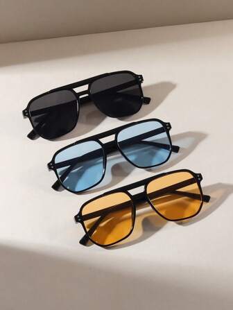 3 pares de gafas de sol de colores retro de verano, de moda casual para hombre