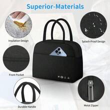 Lunch Bag Lunch Box Women Men Reusable Insulated Lunch Bags,-Resistant Cute Cooler Lunch Tote Bag, Large Capacity Work Travel Picnic,Black - Black - View 11