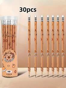 12 支/30 支带橡皮擦的返校水豚主题铅笔，适合艺术家和学生，以可爱的水豚插图为特色，可用于绘画、素描和写作 - 彩色 - 查看 5