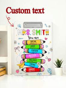 1pc Customized Teacher Pencil Clipboard, Personalized You Are Acrylic Clipboard With Teacher Name,Teacher Appreciation Gift,Back To School,Gift For Teacher - Multicolor - View 7