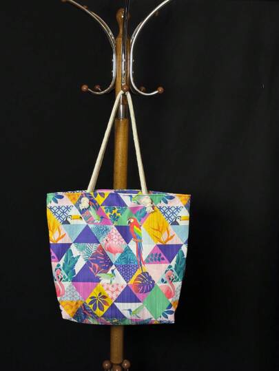 Made In Turkey - Waterproof Interlock Laminated Zippered Beach Bag - Large 45x42 Cm Durable Summer Tote For Pool, Beach, Travel