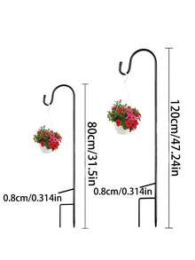 1 套 Shepherd 挂钩，加厚可调节防锈 Shepard 挂钩，适用于户外太阳能灯、庭院花园支架防锈户外草坪灯杆、花篮、喂鸟器 - 黑色-0.8cm - 查看 3