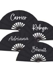 Personalized Name, Picture, White Fabric Fan, Bamboo Rib Wedding, Party Favor Handheld Fan, Paper And Bamboo Personalized Handheld Fan White Pink Black Wedding Bachelorette Party Girl Holiday Gift Wedding Birthday Order Baby Shower Bride, School Supplies, For Teacher, For Boys And Girls, For Teenagers, Junior High School Students, Middle School Students, High School Senior High School Students, College Students, University Students, Freshman, Sophomore, Underclassmen - Multicolor - View 6