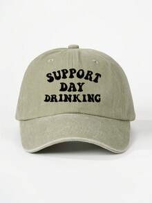 1/2件女款刺繡 SUPPORT DAY DRINKING 水洗棒球帽，可調節防曬休閒帽，適合情人節、春秋旅行，時尚百搭 Y2K 風格青年帽 - 刺繡 - 查看 19