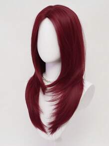 XYUNMI Sweet Red Long Straight Wig 26 Inch Multi-Layer Lightweight Breathable Women's Heat Resistant Synthetic Wig For Daily Wear Party Date Elegant Fashion Simple Costume Wig Role Play
