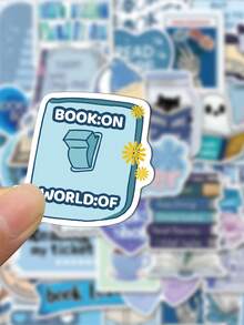 SCXXBSW 50pcs Blue Bookish Cartoon Graffiti Stickers Decorative Water Cups Notebook Luggage Waterproof Stickers - Multicolor - View 7