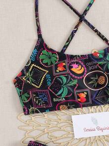 女士性感抹胸比基尼套装：全身印花泳衣，适合夏季海滩和节日 | 优雅假期 - 彩色 - 查看 4