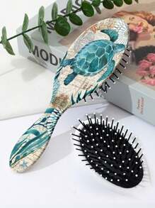 1 Peça Escova com Estampa de Tartaruga Marinha da Série Oceânica, Elementos Oceânicos de Náilon, Todo Tipo de Estação, Styling de Cabelo, Acessórios para Cabelo, Kit de Styling de Cabelo, Kit de Ferramentas para Cabelo, Conjunto de Styling de Cabelo