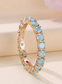 1 pieza Anillo de turquesa de moda retro para mujer, joyas de diseño de nicho de lujo