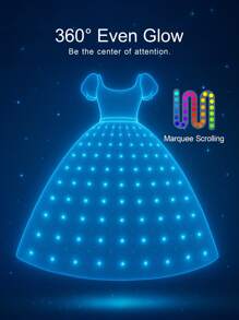 UPORPOR Light Up Princess Dress With Sleeve For Young Girl, Syncs With Music, App Remote Control, For Halloween, Birthday Party And Christmas, Kids Party Dress, Cosplay Costume (Battery Not Included)