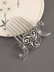 1 件超大月亮和太阳水钻波西米亚风格锌合金发梳，适合所有季节、发饰、发饰、婚礼、梳子、侧梳 - 彩色 - 查看 5