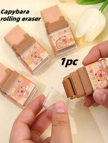1pc/3pcs/5pcs Funny Capybara Shape Pencil Eraser - Roller Eraser, Easy To Use, Luxurious For Office, Party Such As Random Items, School Supplies, Eraser, Office Supplies>, Pencils, Back To School Supplies, Capybara, Back To School Season, Back To School Easter, Easter Gifts, Christmas, Halloween Essential Teacher Stationery, Boy Gifts, Girl Gifts, Fit For Graduation Season, Eid Al-Adha, Independence Day, Back To School Season, Soft Label - Multicolor - View 2