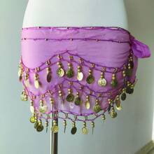 1pc Gold Coin Waist Chain, Beginner Belly Dance Waist Scarf, Shiny Sexy Dance Practice Hip Scarf, BLINGBLING, Suitable For Daily Wear, Nightclub Stage Performance, Street Snap, Festival Party Costume Accessory Summer School