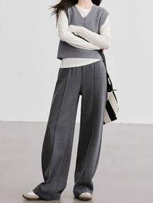 灰色宽松休闲裤，新款女阔腿裤，今年流行热卖裤子 - 灰色 - 查看 3