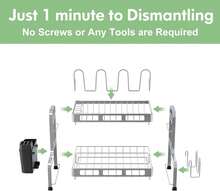 2 Tier Dish Drying Rack For Kitchen Counter, Large Dish Dryer Rack For Saving Space, Stainless Steel Dish Drainers With Cutlery Holder And Cup Rack, Grey - 灰色 - 查看 7
