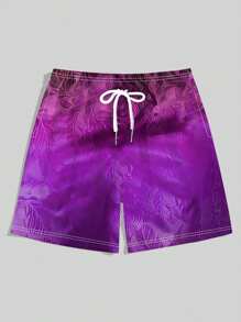 Pantalones cortos de gimnasio con estampado de hojas de camuflaje para hombres - Tela de poliéster transpirable, sin estiramiento, adecuados para vacaciones en la playa y actividades al aire libre, lavables a máquina - Serie de verano, pantalones cortos para hombres, diseño hawaiano