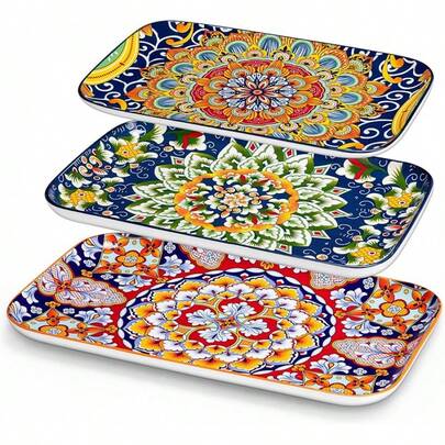 Vancasso SIMI Serving Platter, 9.5 In Small Serving Dishes, Porcelain Rectangle Serving Plates Set Of 6, Dishwasher And Microwave , Sushi Platters For Party