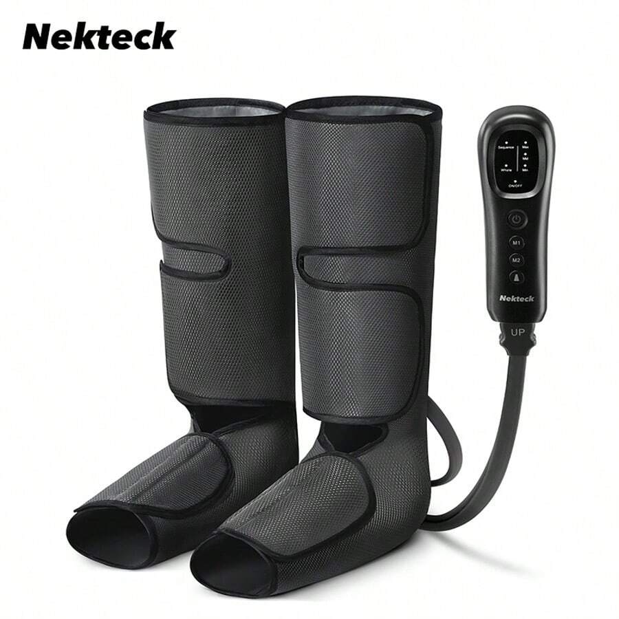 Nekteck Air Compression Leg & Foot Massager - Calf Relief, Circulation Boost - Adjustable Wraps W/ Remote For Home, Office, Travel - Comfort Relaxation - 深灰色 - 查看 1