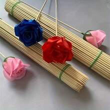 40 件花卉工艺竹签，卡通玫瑰手工花茎，用于花束包装、花艺和园艺用品