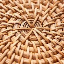 6件套手工藤条杯垫套装 - 秋季藤蔓设计，耐热锅垫，适用于厨房和餐厅，木制储物茶具，情人节、情人节婚礼、生日 - 棕色 - 查看 6