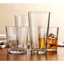 Glaver's Drinking Glasses Set Of 12. Everyday Drinking Glasses. Mixed Drinkware Sets 6-17 Oz Tall Kitchen Glass Cups, And 6-13 Oz Rocks Glasses. Ribbed Glassware Sets For Cocktail Beer Juice Water. - Set of 12 - View 6