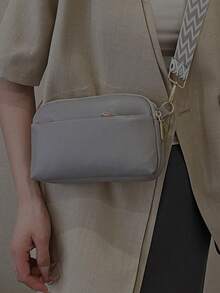 Prosta minimalistyczna torba typu crossbody, modna torba na ramię z PU, damska torebka codzienna i zestaw portfela na telefon - Niebieski - Zobacz 2