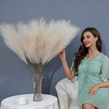 15 piezas de decoración de flores artificiales de pasto pampa, con una altura de 27.5 pulgadas/70 cm. Adecuado para llenar jarrones. Adecuado para decoración de piso del hogar, decoración de boda estilo bohemio, decoración interior y exterior, Navidad, Halloween, decoración de festivales. - Beis - Ver 4