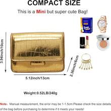Small Crossbody Purse Bag Women,Cute Metallic-Embossed Handbag With Chain Strap - Vàng - Xem 3