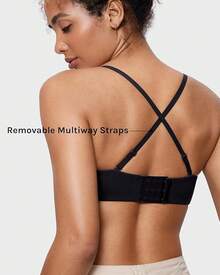 Sujetador sin tirantes con cobertura total y soporte de aros ocultos para mujer INLYRIC Inbarely Plus, con forro ligero y diseño sin costuras - Negro - Ver 4