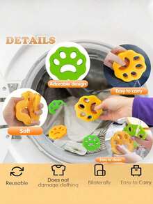 1/4pcs Pet Hair Remover Laundry Balls, Reusable, Effectively Removes Pet Hair From Clothes And Bedding, Washing Machine Cleaning Ball, Durable And Reusable Lint Collector, Keeps Clothes And Bedding Hair-Free, Essential For Pet Owners - Enhances Your Laundry Experience - Multicolor - View 9