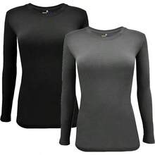 Women's Under Scrub Tee Crew Neck Long Sleeve-Shirt - Z-2pk-黑色/Chl - 查看 1